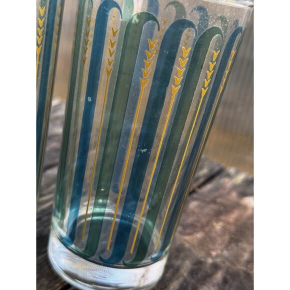 Set of 3 - Libbey - Blue, Green and Gold Wheat Drinking Glasses - Picture 7 of 7
